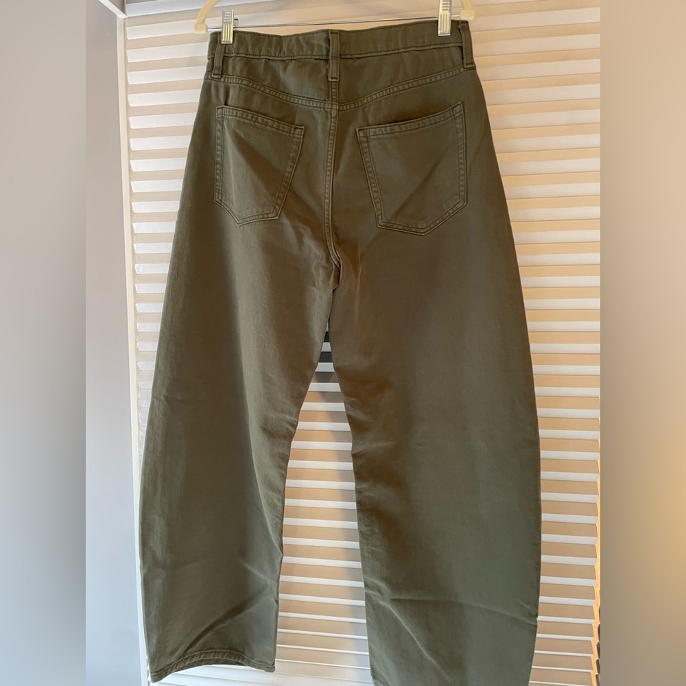 GAP Barrel High Rise Pants Olive - Picture 3 of 4